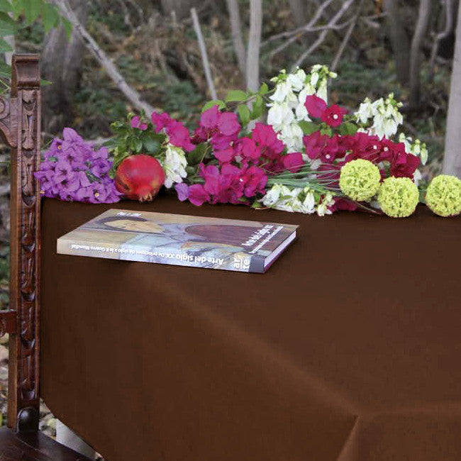 Enfärgad textilvaxduk chocolate - rund textilvaxduk med resårkant