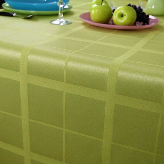 Ljus grön rutig textilvaxduk, 140 cm