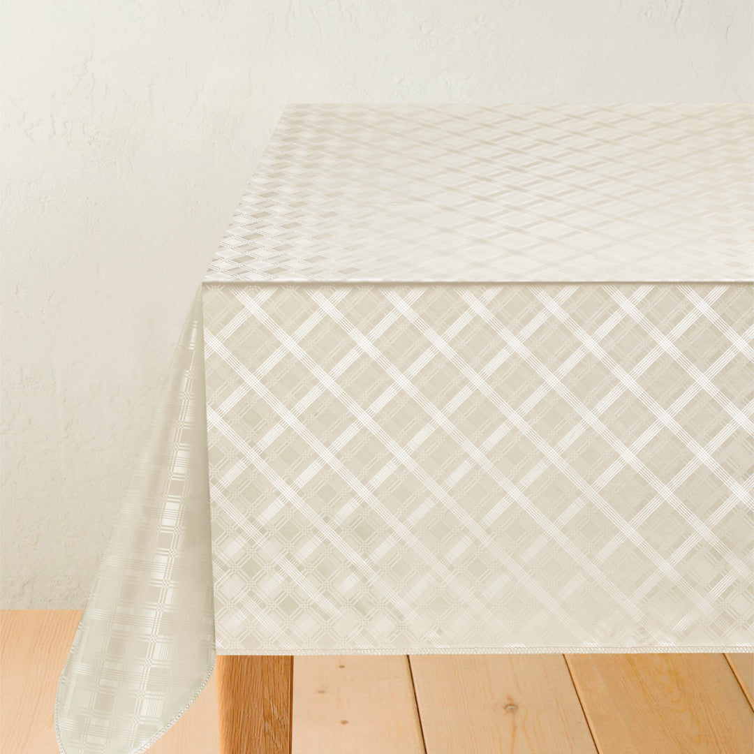Damast rutor Diagonal Cream - Enfärgad vaxduk med rutor