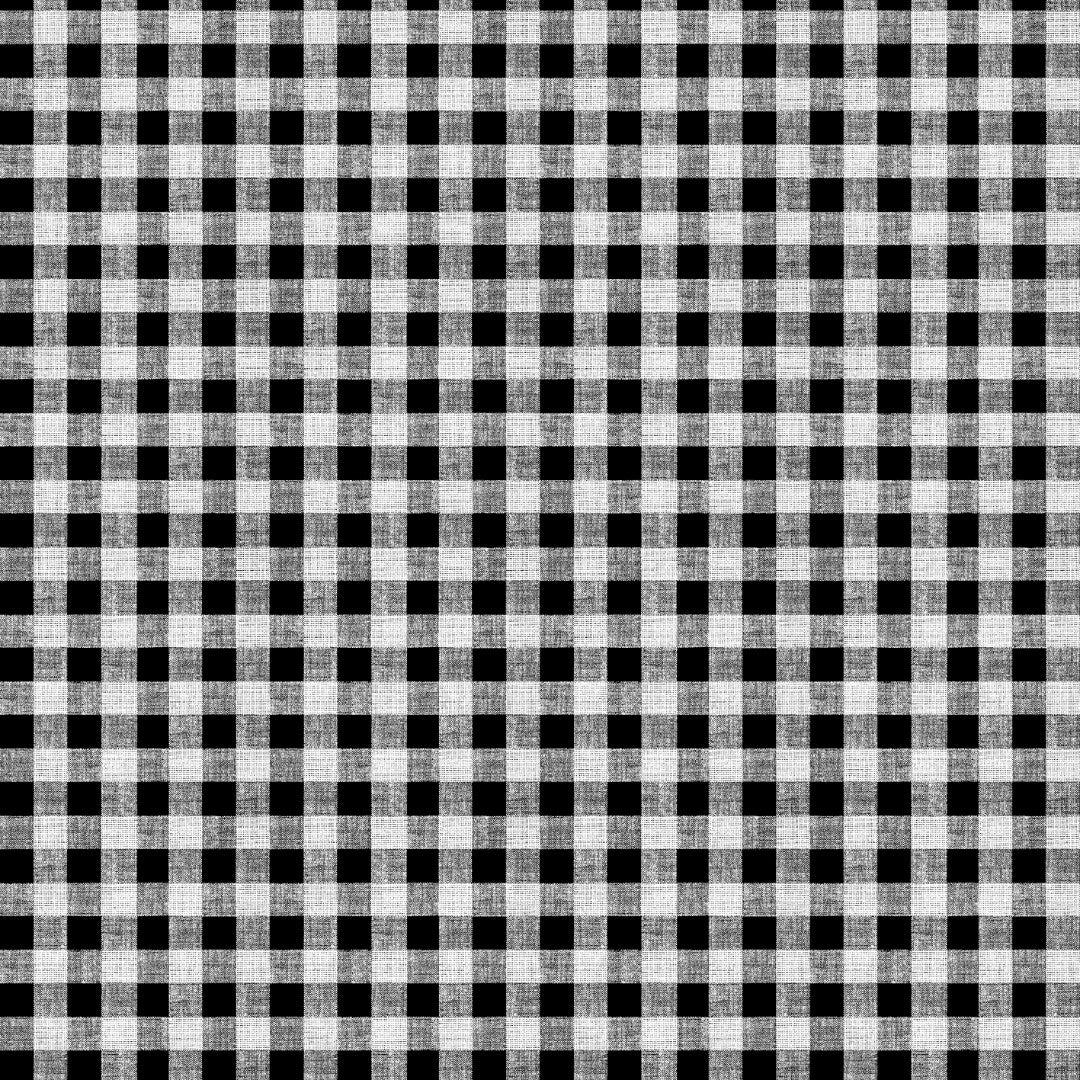 Rutig Svart & Vit, 1,5 x 1,5 cm - Vaxduk med svartvita rutor och struktur närbild