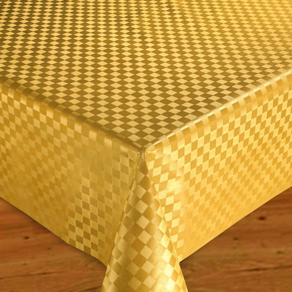 Vaxduk med enfärgade rutor, 140 cm bred - Guld