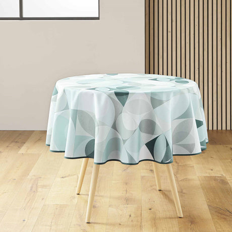 Tessouro Sage rund duk med mjuka gröna och grå geometriska mönster