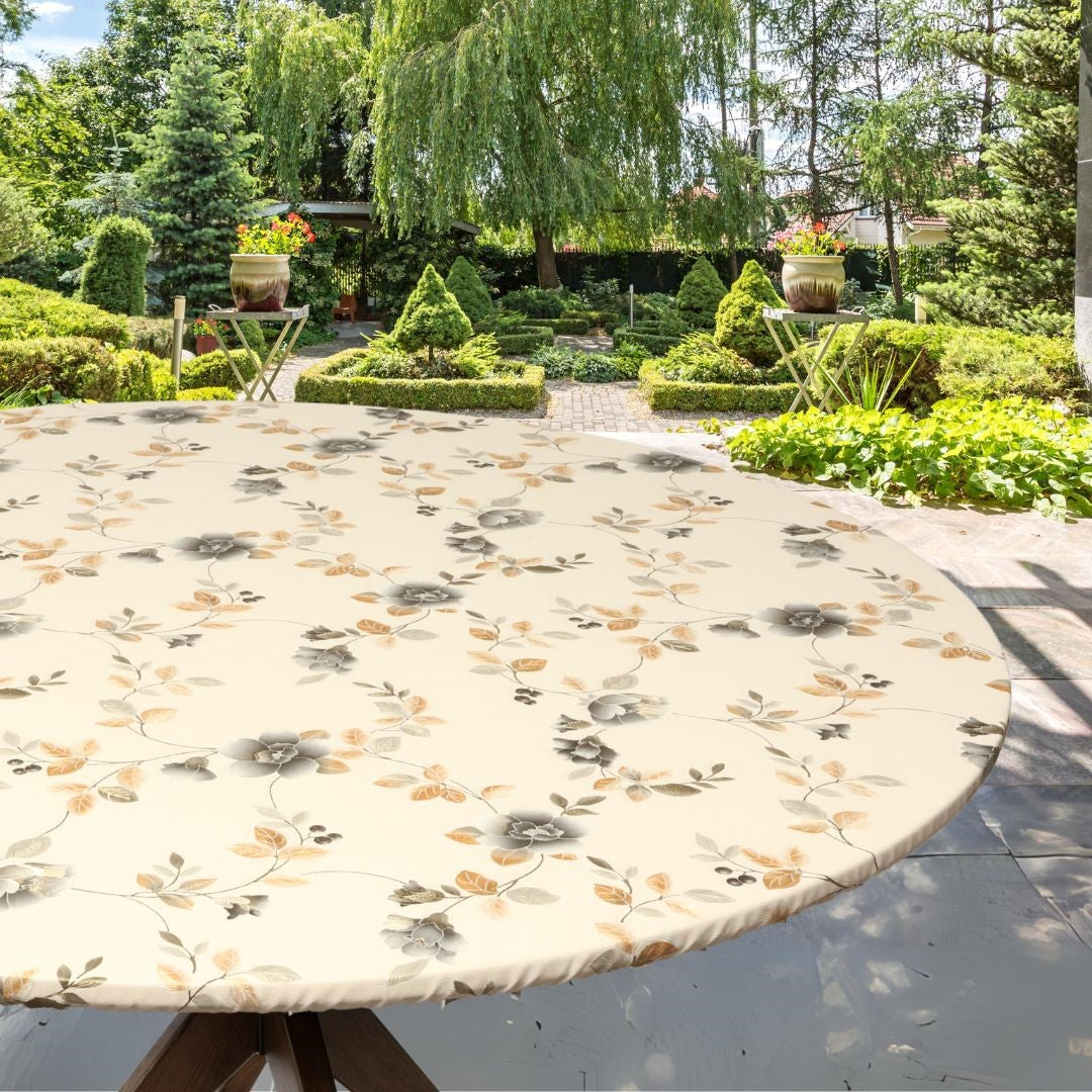 Textilia Brillantine Grey - Rund vaxduk med resår