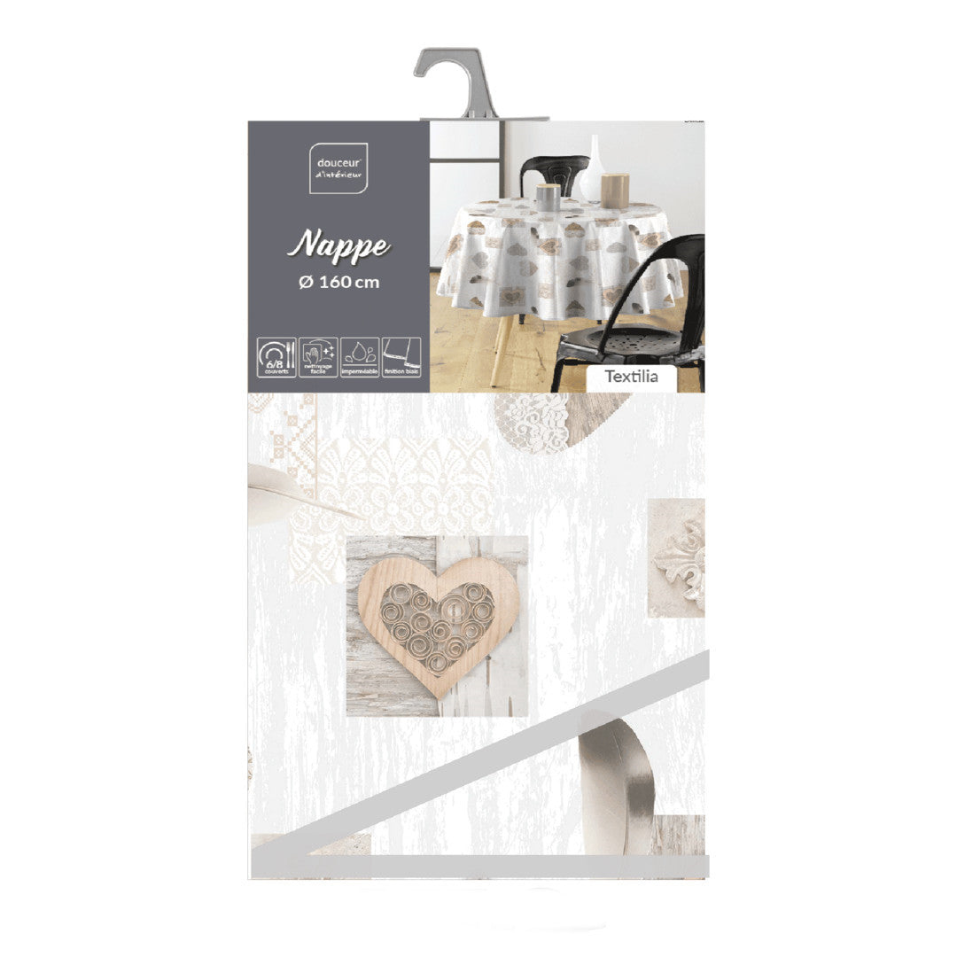 Textilia Delicia - Rund vaxduk med hjärtan Ø 155 cm, förpackning