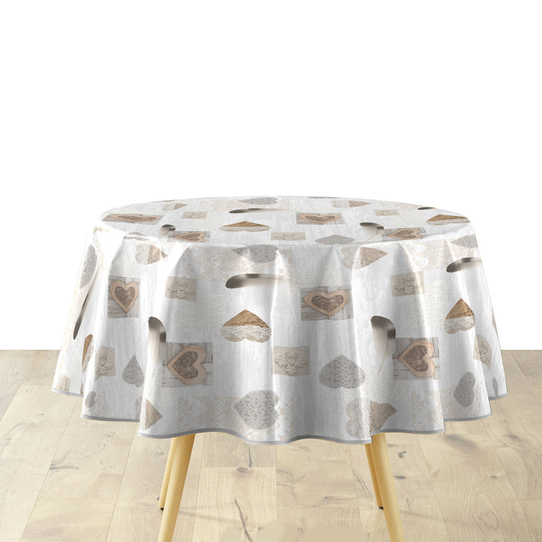 Textilia Delicia - Rund vaxduk med hjärtan Ø 155 cm