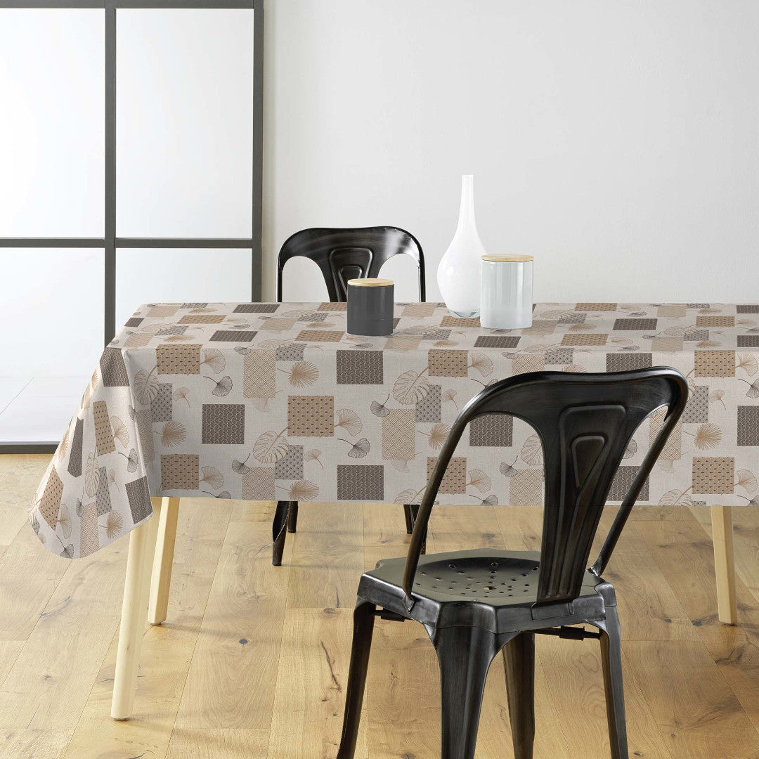 Miljöbild med Textilia Glitter Rialto - Vaxduk med blad och art deco-inspirerade rutor