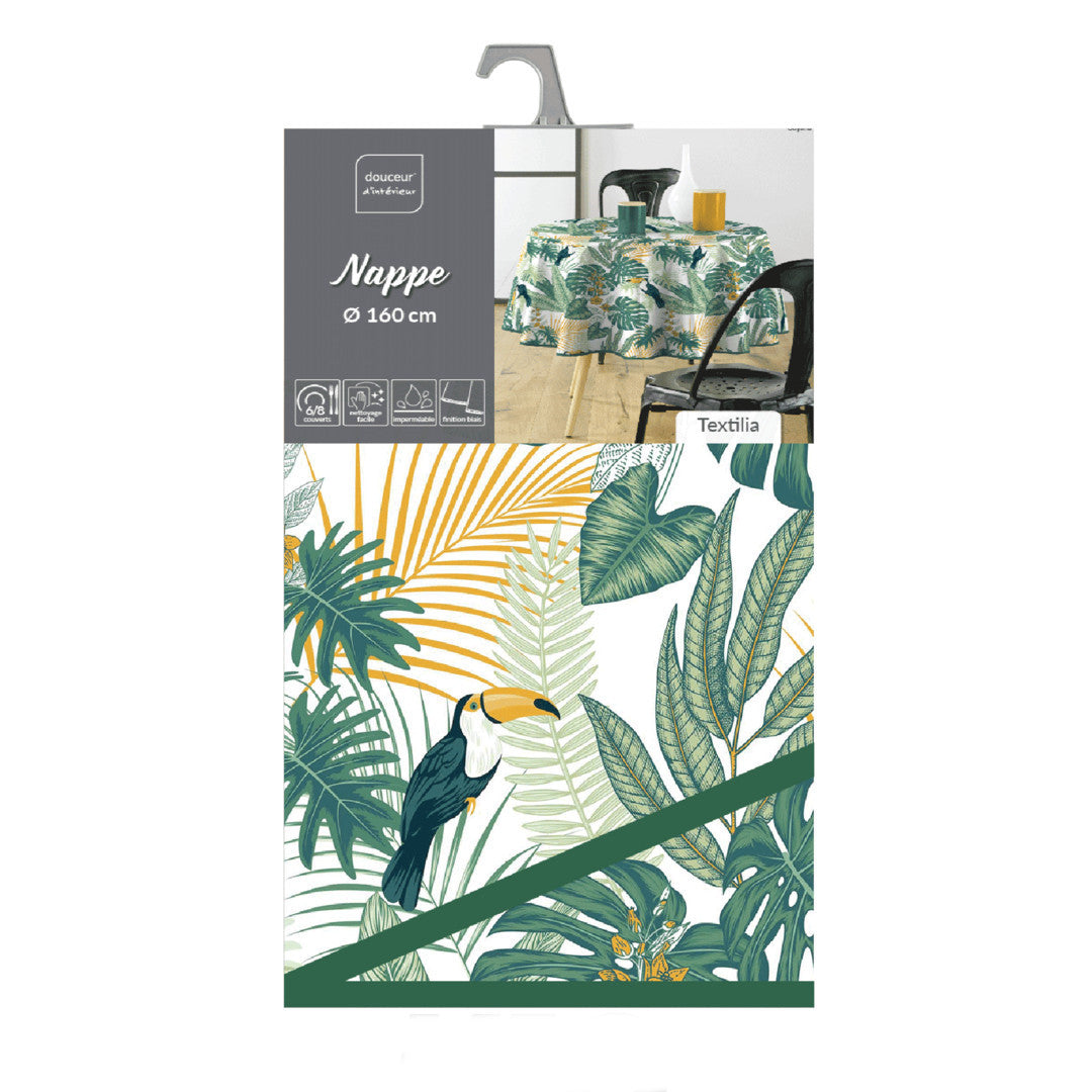 Textilia Guyana - Rund vaxduk med blad Ø 155 cm, förpackning