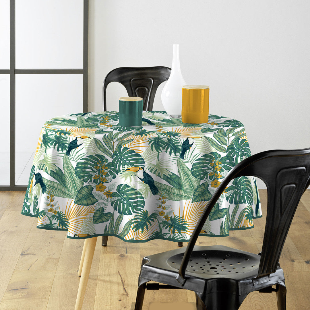 Textilia Guyana - Rund vaxduk med blad Ø 155 cm, miljö