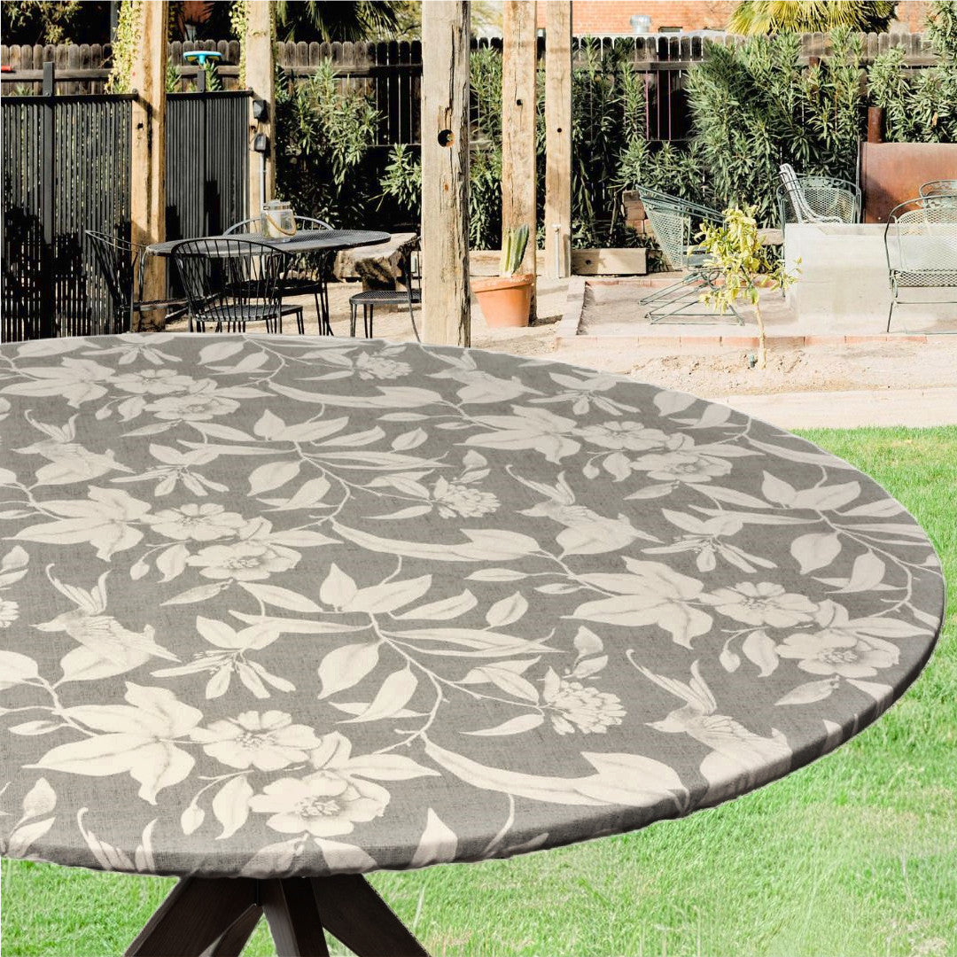 Textilia Miosotis Grey - Rund vaxduk med resår