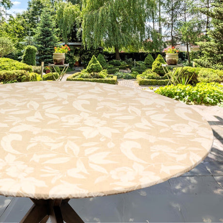 Textilia Miosotis Natur - Rund vaxduk med resår