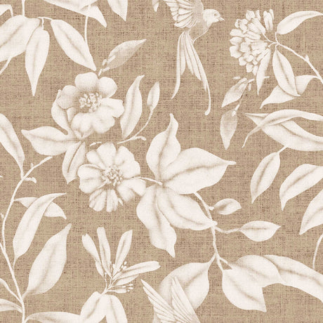 Närbild avTextilia Miosotis Natur - Vaxduk med blad og linnelook