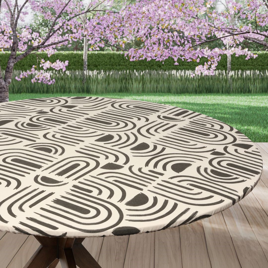 Textilia Pandorine Svart - Rund vaxduk med resår