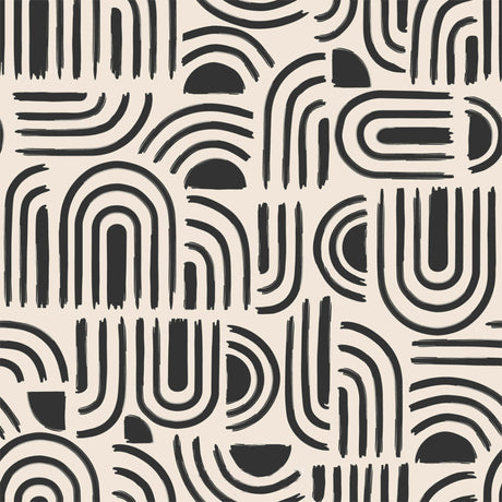 Närbild av Textilia Pandorine Svart - vaxduk med ett grafiskt mönster