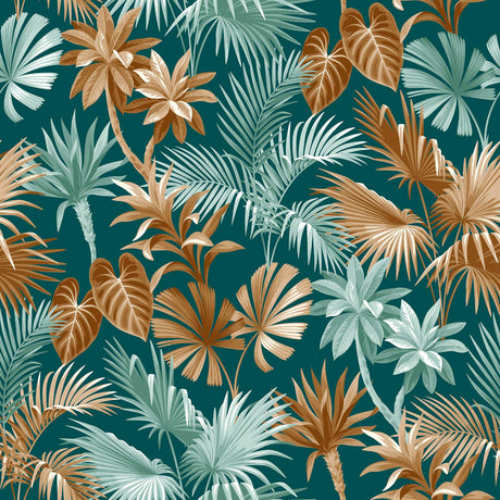 Närbils av Textilia Riviera Green - Vaxduk med fina tropiska blad