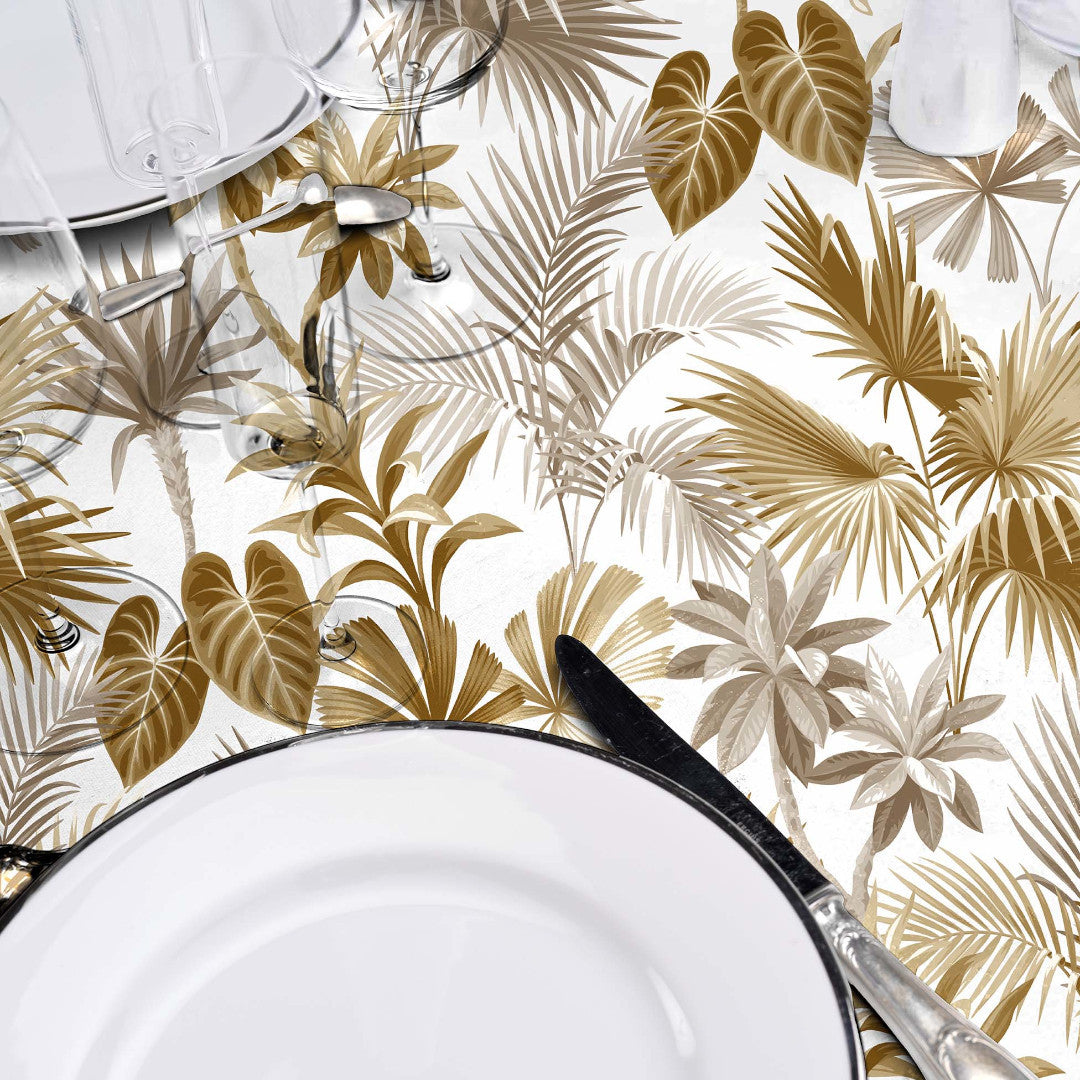 Textilia Riviera Natural - Vaxduk med tropiska blad i varma färger