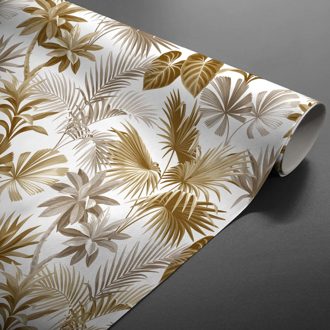 Vaxduk med tropiska blad, upprullad