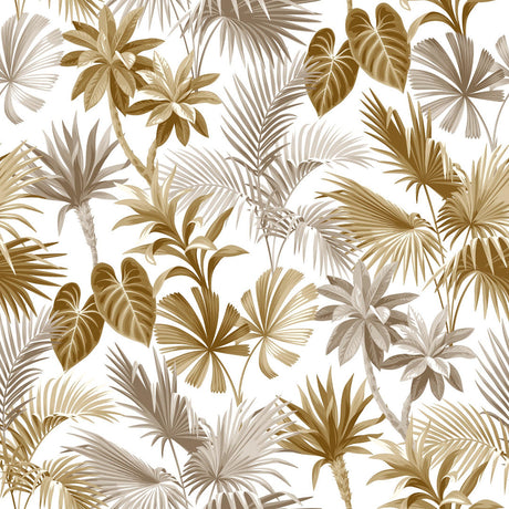 Vaxduk med tropiska blad i varma färger, mönsterbild