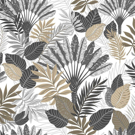 Textillia Panazio Linen - Ljus vaxduk med tropiska blad