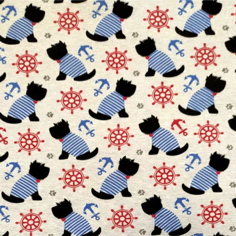 Timon - Textilvaxduk med skotska terrier till sjöss