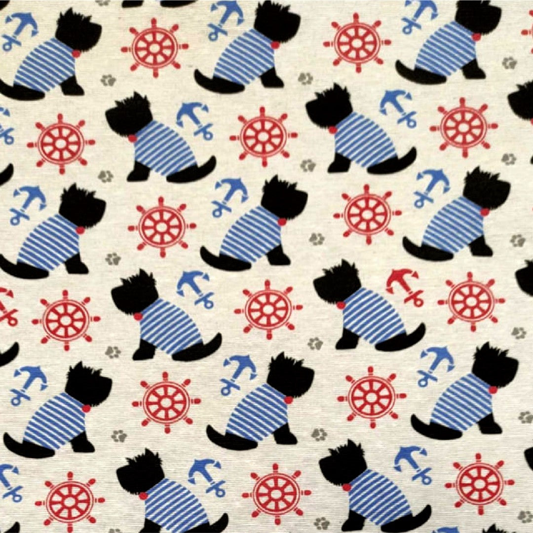 Timon - Textilvaxduk med skotska terrier till sjöss