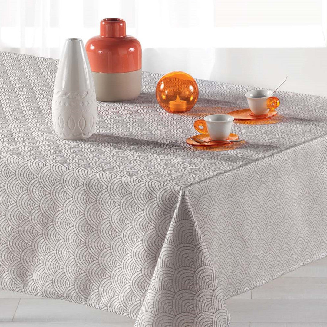 Tokio Jacquard Pärla 140x250 cm – Damastduk med fläckskydd, närbild