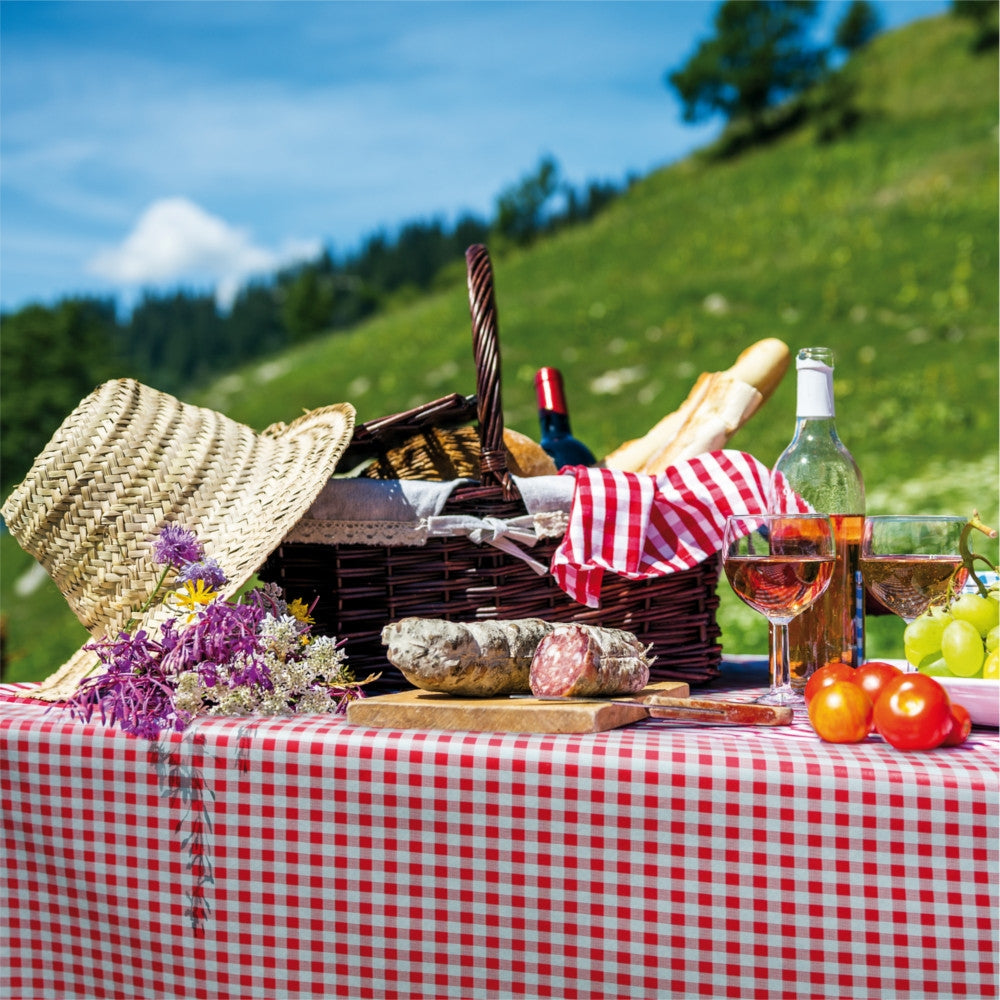 Trend Little Square Red - röd vit rutig pvc fri vaxduk