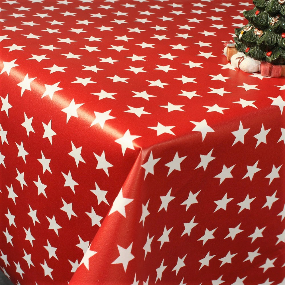 Trend julvaxduk - Stjärnor Röd/vit