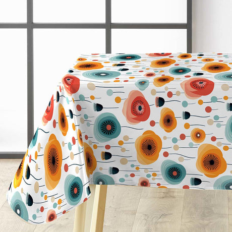 Triano - Retro vaxduk med ett färgglatt blommönster, hörn