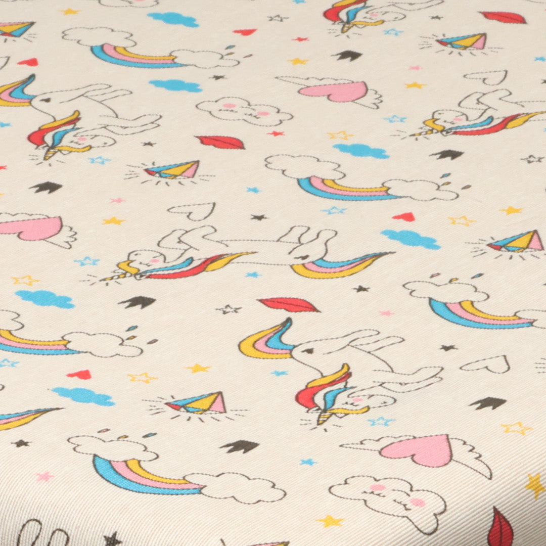 Unicorns – textilvaxduk med enhörningar & regnbågar, mönster