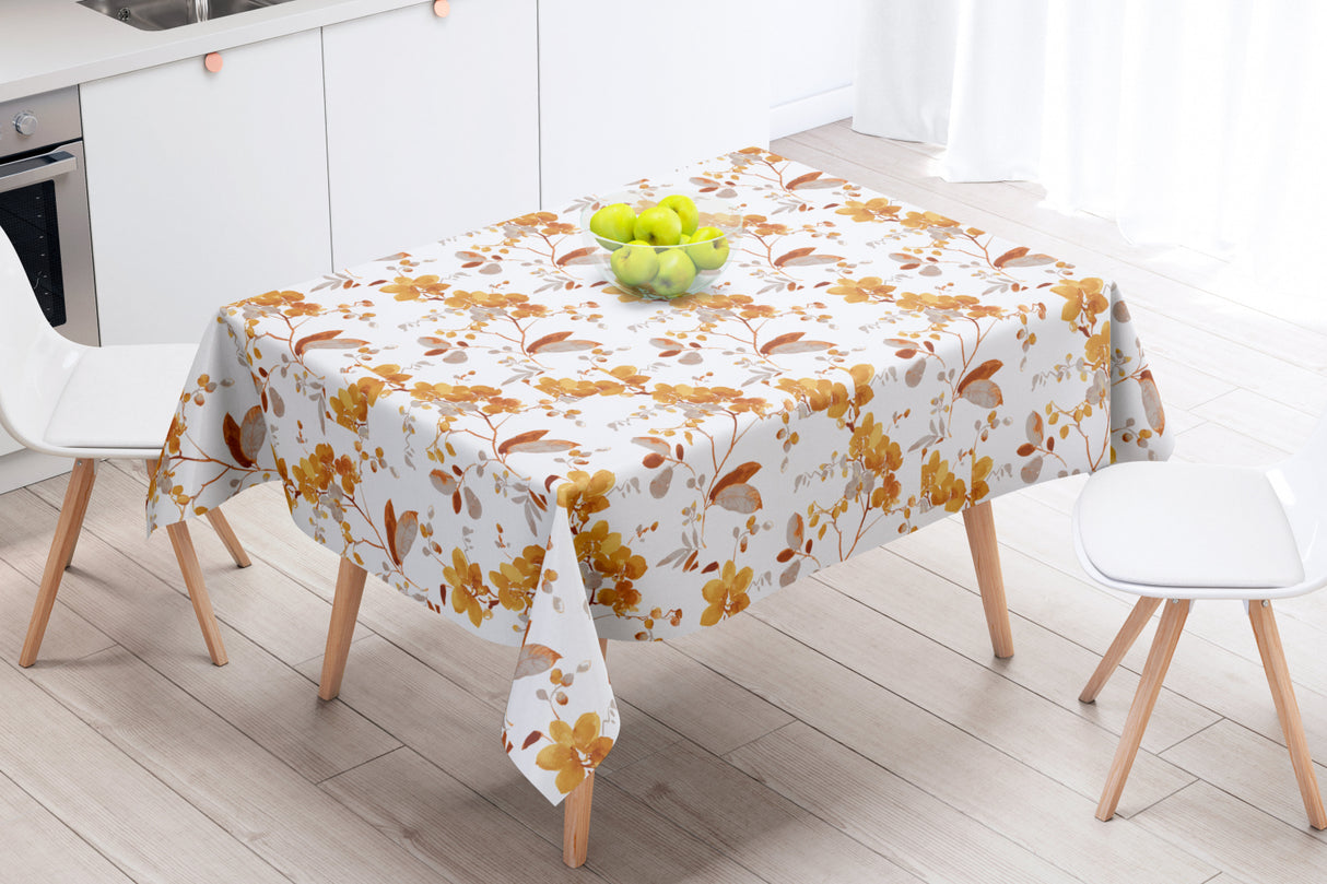 Vanda Mustard - Vackra blad och grenar på linneduk - 100% linne