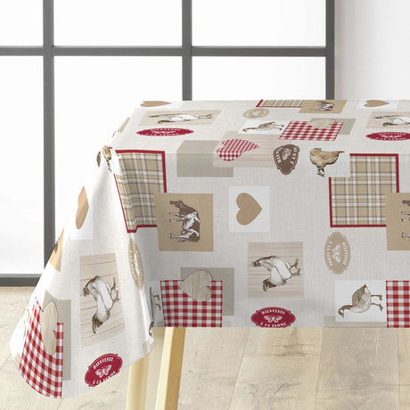 På bordet Välkommen till Gården - Vaxduk med en rustik och lantlig stil