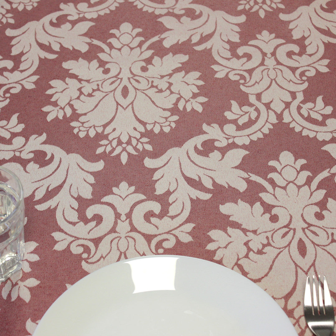 Versailles Bordeaux textilvaxduk med klassiskt hopfleurmönster, 180 cm