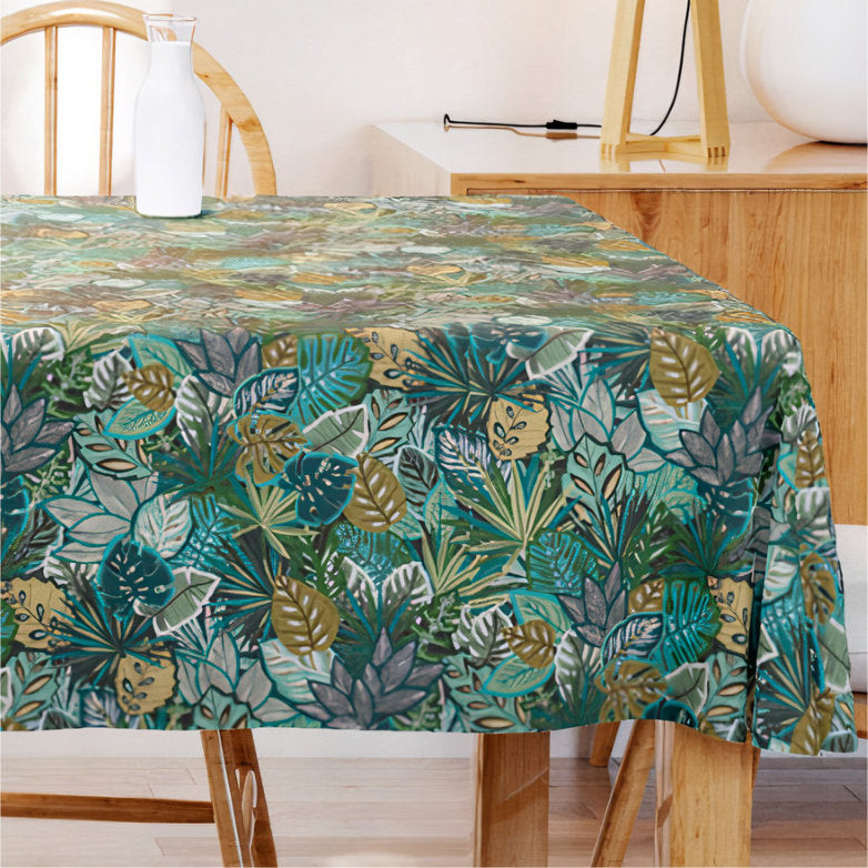 Lokoli Grön - Textilvvaxduk med gröna blad 155 cm bred