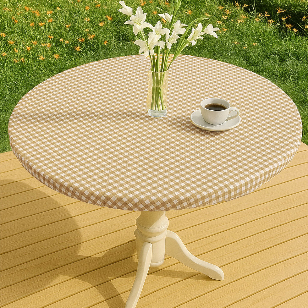 Vichy Petite Sand - Rund vaxduk med resår