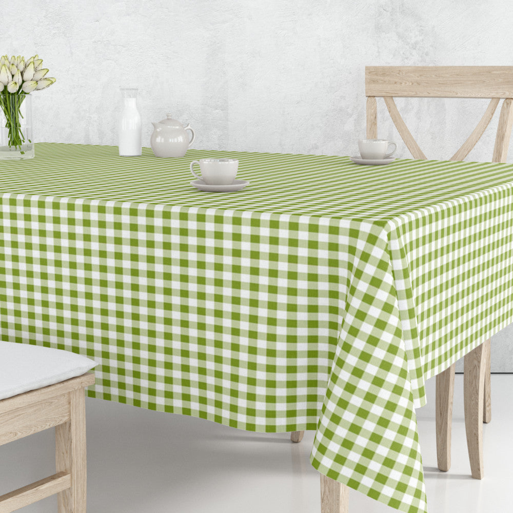 Vichy Pistacho - Klassisk rutig textilvaxduk i grönt och vitt