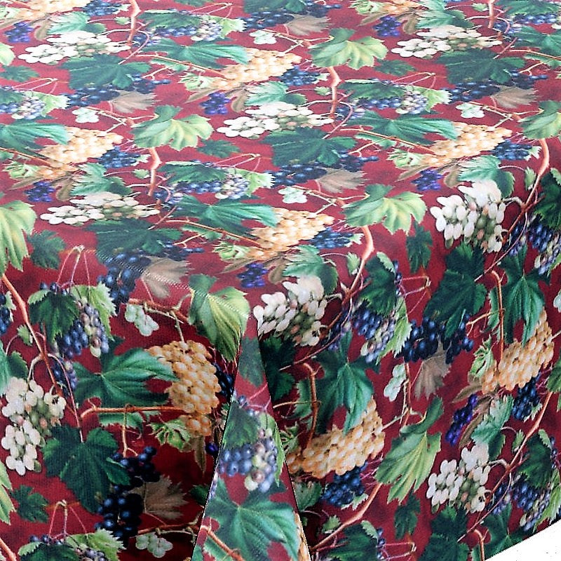 Vignes Bordeaux - Textilvaxduk med blad och vindruvor - 155 cm bred