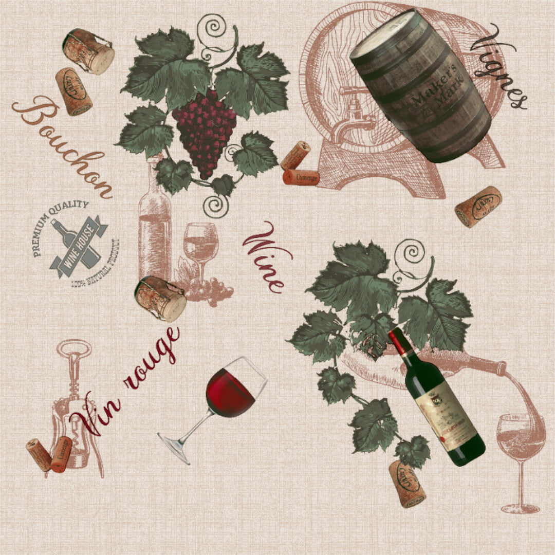 Vin Rouge - Vaxduk med franskt vinmotiv