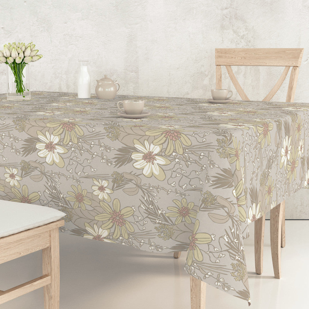 Bordet dukat med Violeta Pastel - Vaxduk med blommor och blad i pastell färger