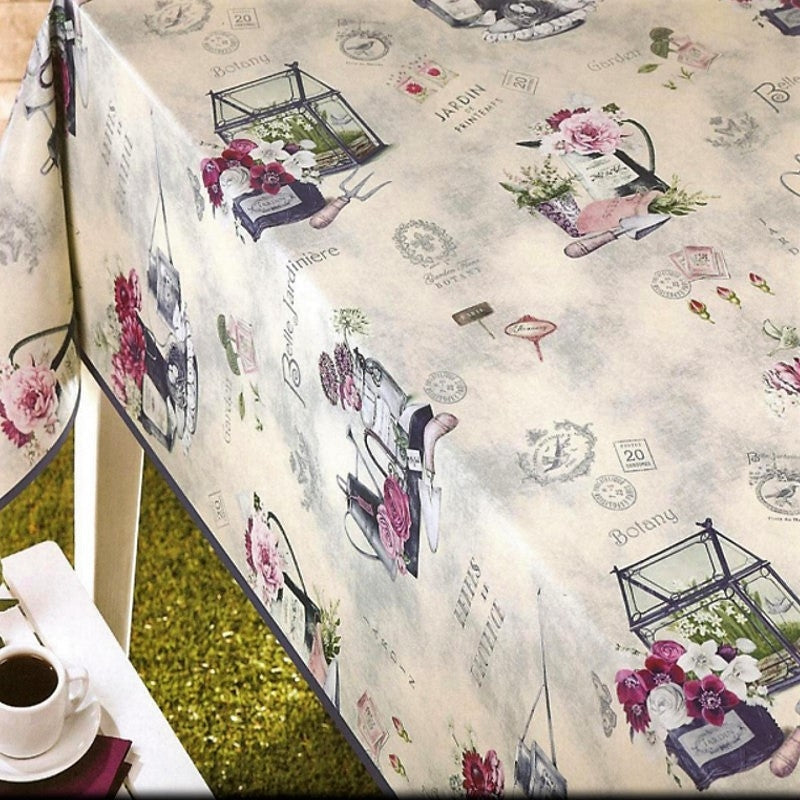 Närbild av Belle Jardinière vaxduk – den vackra trädgården