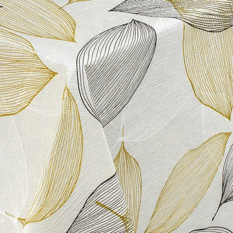 Närbild av Streckblad Guld och Svart – Vaxduk i vacker linnelook