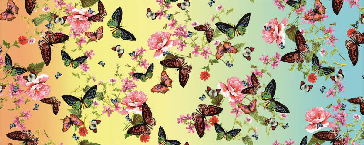 Aimee, vaxduk med massor av fjärilar och blommor