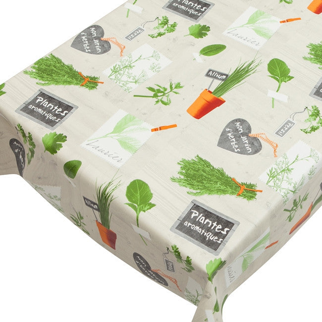 Basilic - vaxduk med kryddörter, 140 cm bred