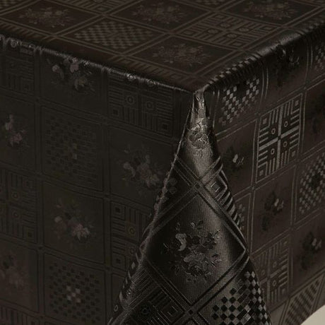 Black Rose, damast präglad vaxduk med svarta roser