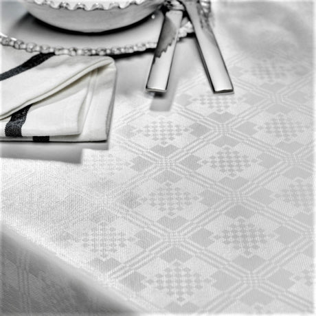 Damast Carre Classic vit, damast präglad vaxduk