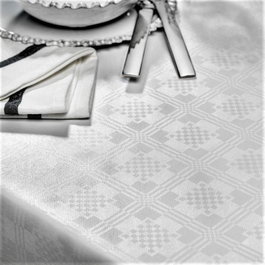 Damast Carre Classic vit, damast präglad vaxduk