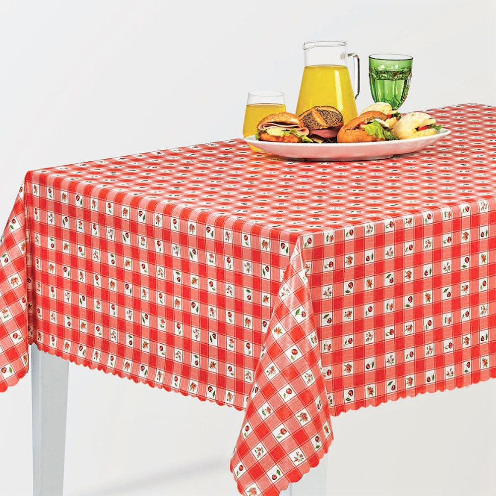 På bordet Vaxduk - Cherries and Pansies Röd