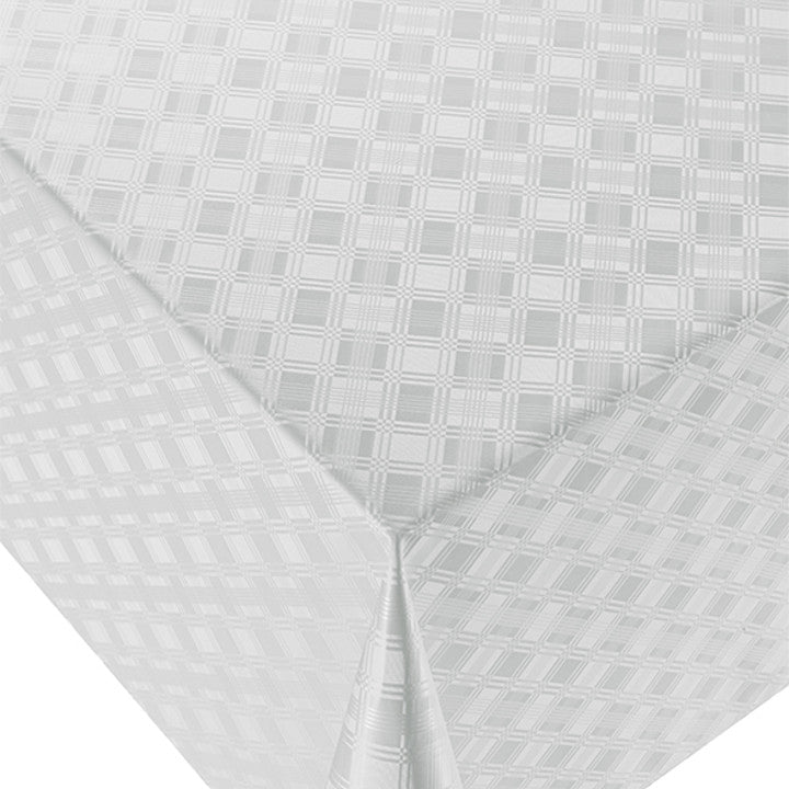 Damastkakel Vit - vaxduk med klassiskt präglat damastmönster