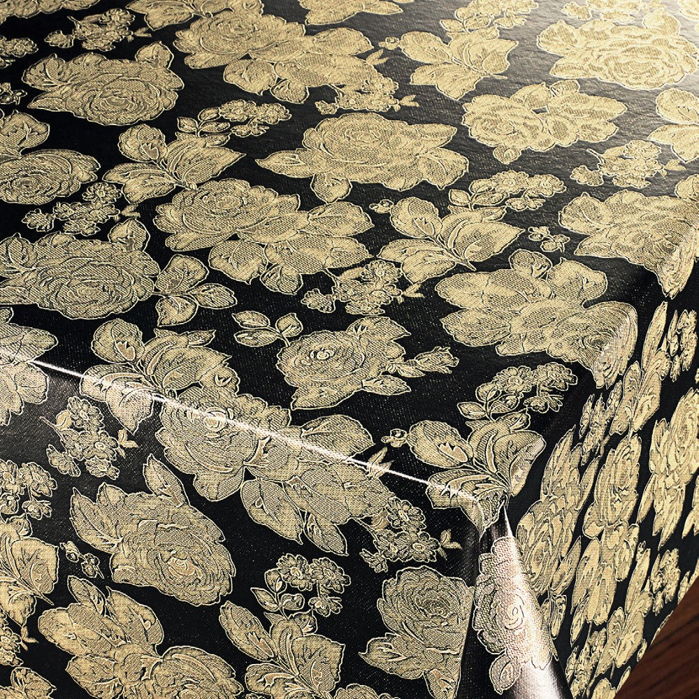 Gyllene krysantemum - Härlig damastpräglad vaxduk