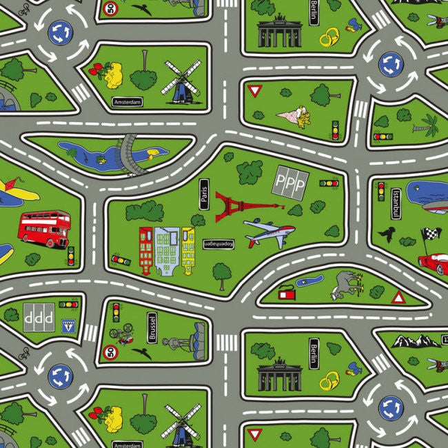 Vaxduk med bilbana, Highway, 140 cm bred