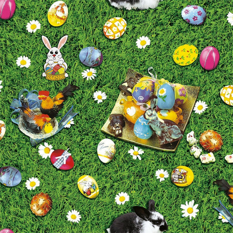 Påsk vaxduk - Ninus på påsk äventyr närbild